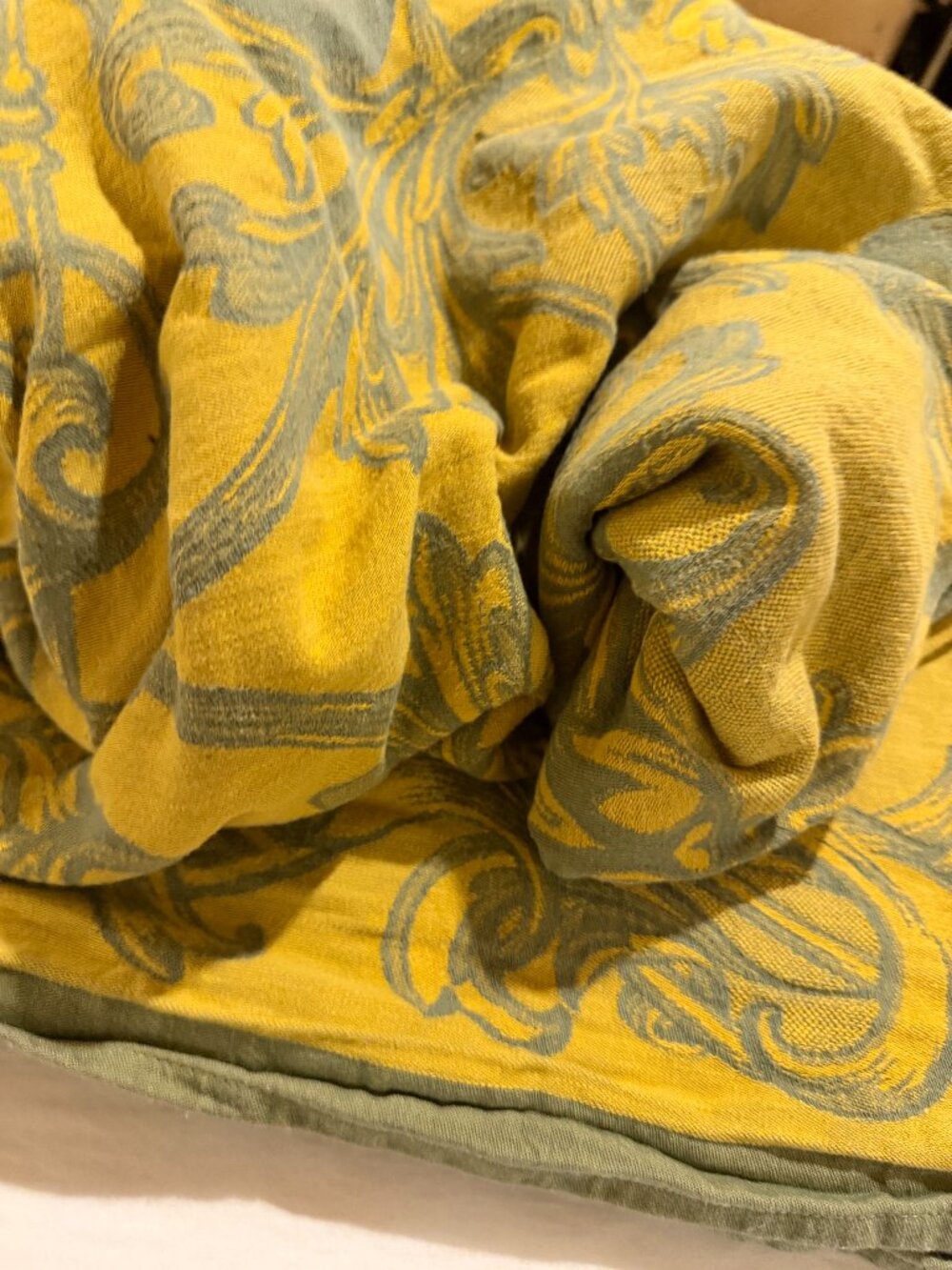 Sage Green and Mustard 86'X64" Tablecloth